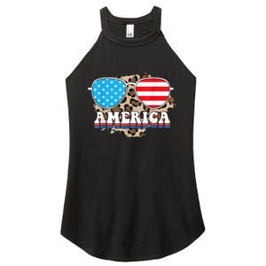 America Independence Day Funny Glasses Flag Women's Perfect Tri Rocker Tank