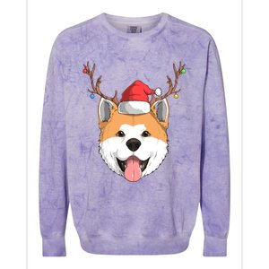 Akita Inu Dog Santa Claus Hat Christmas Xmas Reindeer Gift Colorblast Crewneck Sweatshirt