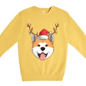 Akita Inu Dog Santa Claus Hat Christmas Xmas Reindeer Gift Premium Crewneck Sweatshirt