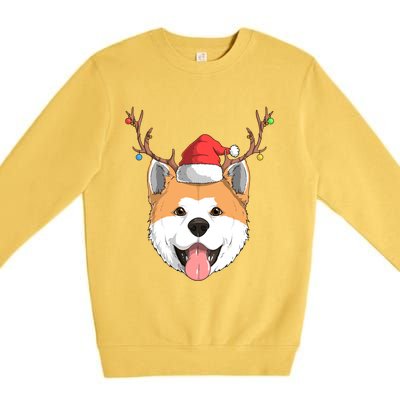 Akita Inu Dog Santa Claus Hat Christmas Xmas Reindeer Gift Premium Crewneck Sweatshirt