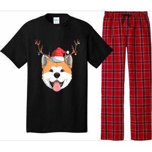 Akita Inu Dog Santa Claus Hat Christmas Xmas Reindeer Gift Pajama Set