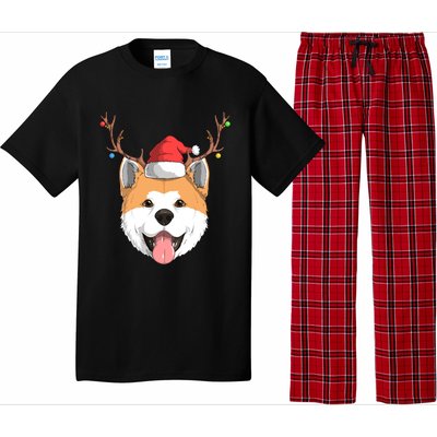 Akita Inu Dog Santa Claus Hat Christmas Xmas Reindeer Gift Pajama Set