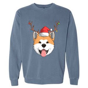 Akita Inu Dog Santa Claus Hat Christmas Xmas Reindeer Gift Garment-Dyed Sweatshirt