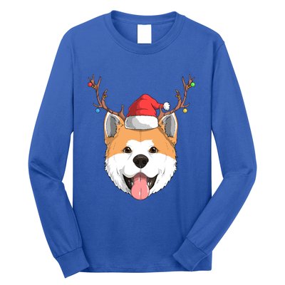 Akita Inu Dog Santa Claus Hat Christmas Xmas Reindeer Gift Long Sleeve Shirt