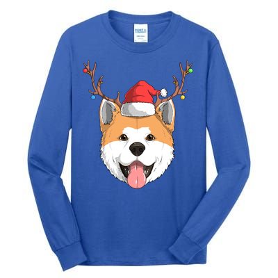 Akita Inu Dog Santa Claus Hat Christmas Xmas Reindeer Gift Tall Long Sleeve T-Shirt