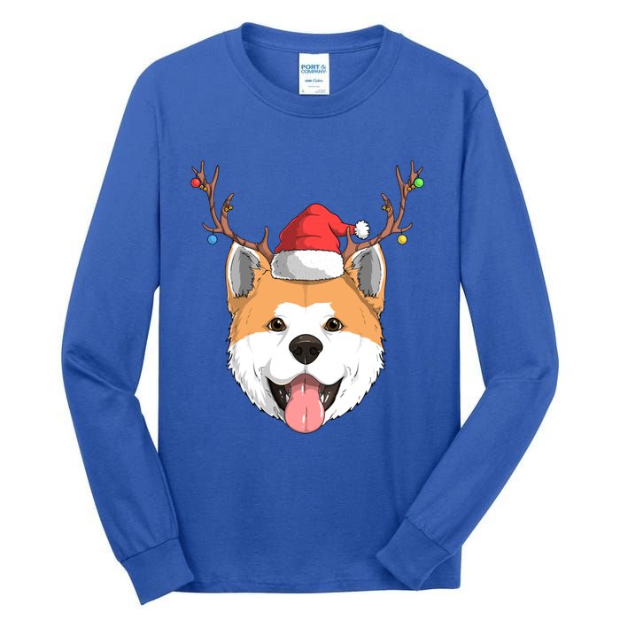 Akita Inu Dog Santa Claus Hat Christmas Xmas Reindeer Gift Tall Long Sleeve T-Shirt