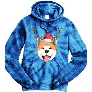 Akita Inu Dog Santa Claus Hat Christmas Xmas Reindeer Gift Tie Dye Hoodie