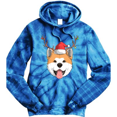 Akita Inu Dog Santa Claus Hat Christmas Xmas Reindeer Gift Tie Dye Hoodie