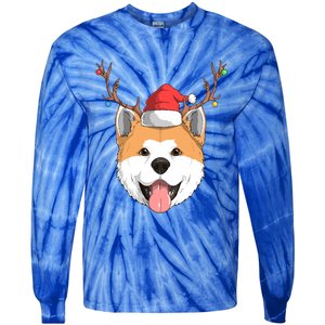 Akita Inu Dog Santa Claus Hat Christmas Xmas Reindeer Gift Tie-Dye Long Sleeve Shirt