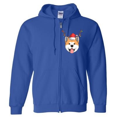 Akita Inu Dog Santa Claus Hat Christmas Xmas Reindeer Gift Full Zip Hoodie