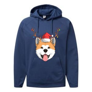 Akita Inu Dog Santa Claus Hat Christmas Xmas Reindeer Gift Performance Fleece Hoodie