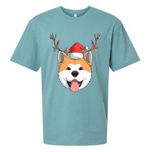 Akita Inu Dog Santa Claus Hat Christmas Xmas Reindeer Gift Sueded Cloud Jersey T-Shirt