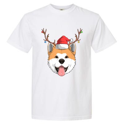 Akita Inu Dog Santa Claus Hat Christmas Xmas Reindeer Gift Garment-Dyed Heavyweight T-Shirt