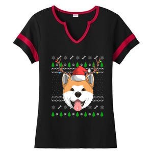 Akita Inu Dog Santa Claus Hat Ugly Christmas Xmas Reindeer Meaningful Gift Ladies Halftime Notch Neck Tee