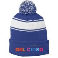 America Is Delicioso Positive Message Cool Gift Usa Gift Stripe Pom Pom Beanie