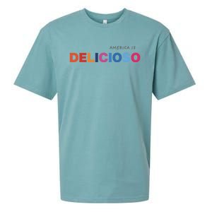 America Is Delicioso Positive Message Cool Gift Usa Gift Sueded Cloud Jersey T-Shirt