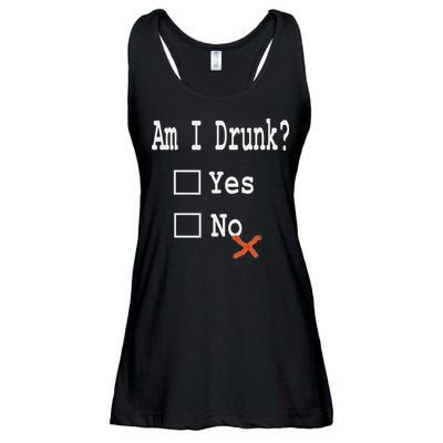 Am I Drunk Yes Or No Beer Wine And Whiskey Humor Ladies Essential Flowy Tank