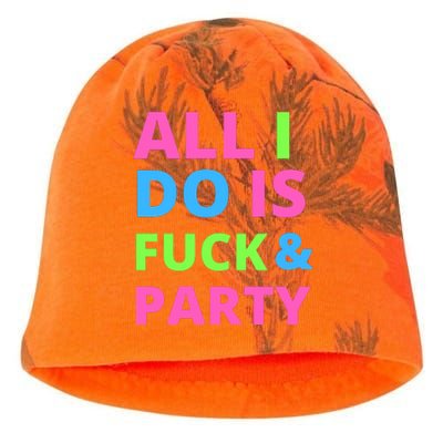 All I Do Is F**k And Party Rave Kati - Camo Knit Beanie