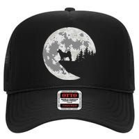 Akita Inu Dog Lover Moon Funny Halloween High Crown Mesh Back Trucker Hat