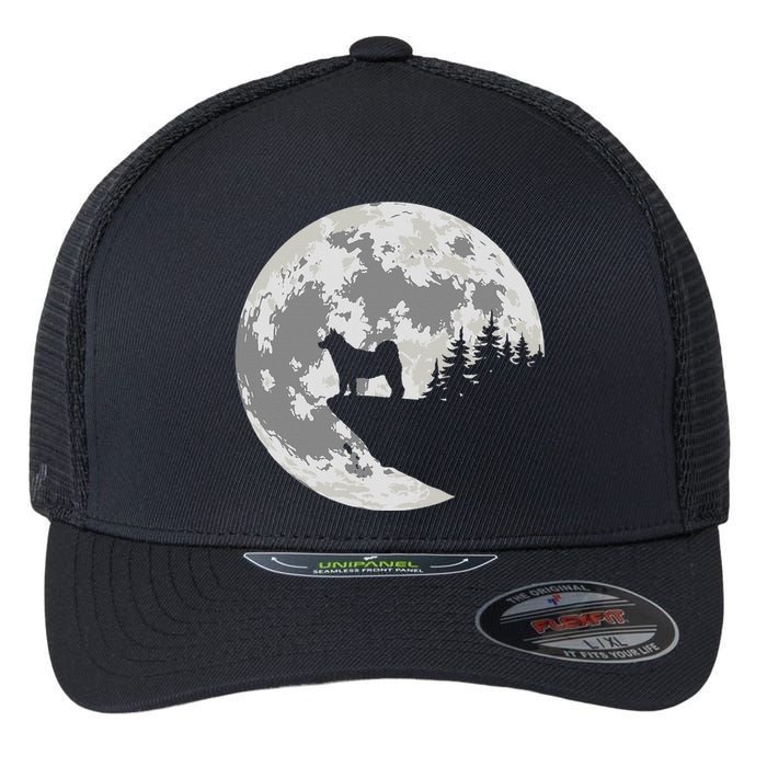 Akita Inu Dog Lover Moon Funny Halloween Flexfit Unipanel Trucker Cap