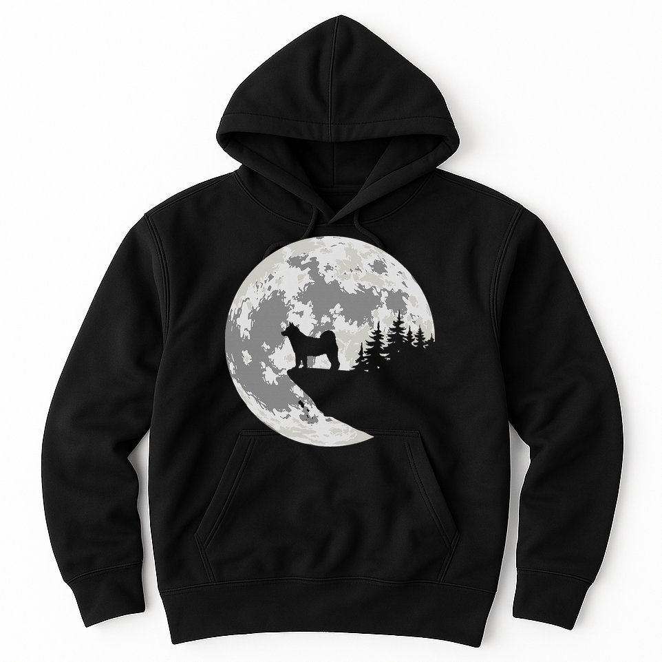 Akita Inu Dog Lover Moon Funny Halloween Hoodie