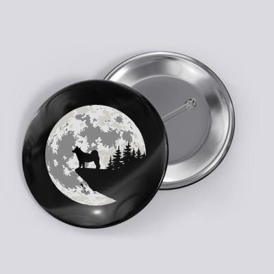 Akita Inu Dog Lover Moon Funny Halloween Button