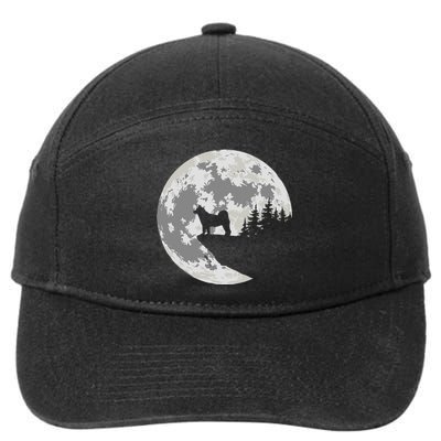 Akita Inu Dog Lover Moon Funny Halloween 7-Panel Snapback Hat