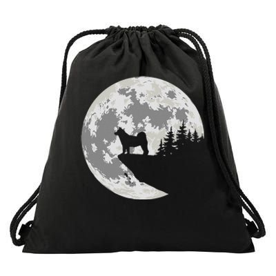 Akita Inu Dog Lover Moon Funny Halloween Drawstring Bag