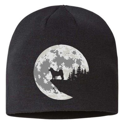 Akita Inu Dog Lover Moon Funny Halloween Sustainable Beanie