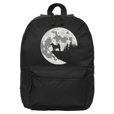 Akita Inu Dog Lover Moon Funny Halloween 16 in Basic Backpack