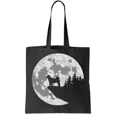 Akita Inu Dog Lover Moon Funny Halloween Tote Bag