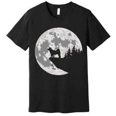 Akita Inu Dog Lover Moon Funny Halloween Premium T-Shirt