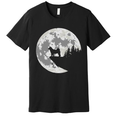 Akita Inu Dog Lover Moon Funny Halloween Premium T-Shirt