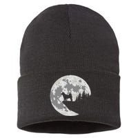 Akita Inu Dog Lover Moon Funny Halloween Sustainable Knit Beanie