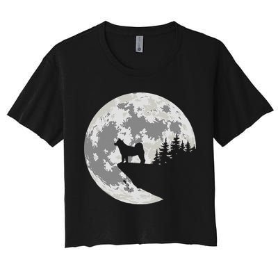 Akita Inu Dog Lover Moon Funny Halloween Crop Top