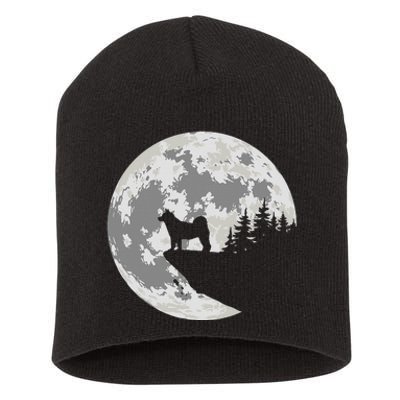 Akita Inu Dog Lover Moon Funny Halloween Short Acrylic Beanie