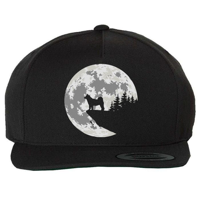 Akita Inu Dog Lover Moon Funny Halloween Wool Snapback Cap