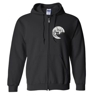 Akita Inu Dog Lover Moon Funny Halloween Full Zip Hoodie
