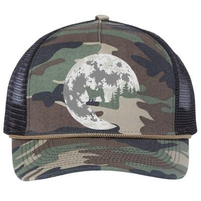 Akita Inu Dog Lover Moon Funny Halloween Retro Rope Trucker Hat Cap