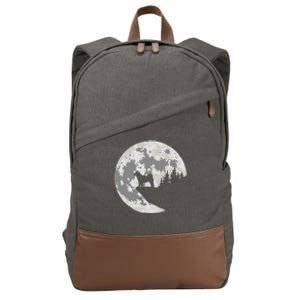 Akita Inu Dog Lover Moon Funny Halloween Cotton Canvas Backpack