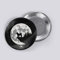 Akita Inu Dog Lover Moon Funny Halloween Button