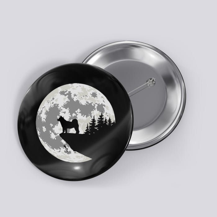 Akita Inu Dog Lover Moon Funny Halloween Button