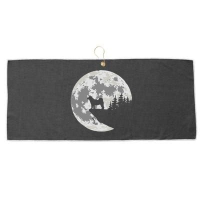 Akita Inu Dog Lover Moon Funny Halloween Large Microfiber Waffle Golf Towel