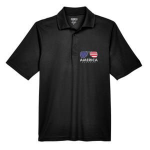 America Independence Day Funny Glasses Flag Men's Origin Performance Pique Polo