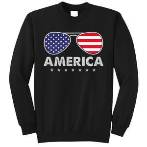 America Independence Day Funny Glasses Flag Sweatshirt