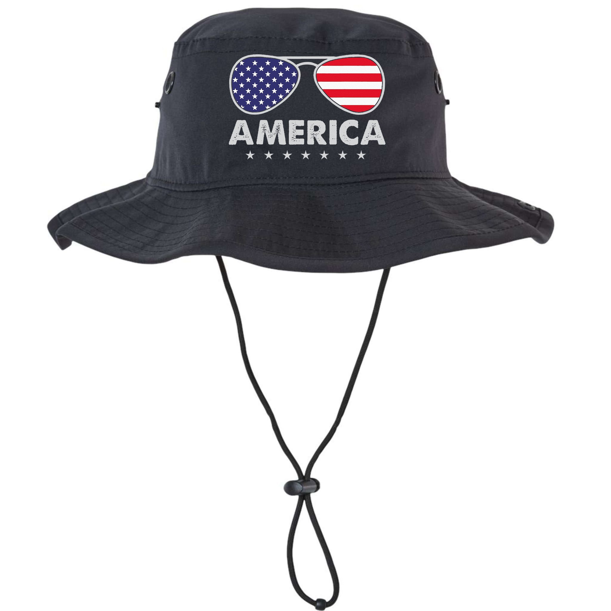 America Independence Day Funny Glasses Flag Bucket Hat