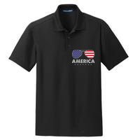 America Independence Day Funny Glasses Flag Dry Zone Grid Polo