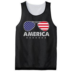 America Independence Day Funny Glasses Flag Mesh Reversible Basketball Jersey Tank