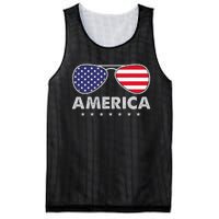 America Independence Day Funny Glasses Flag Mesh Reversible Basketball Jersey Tank