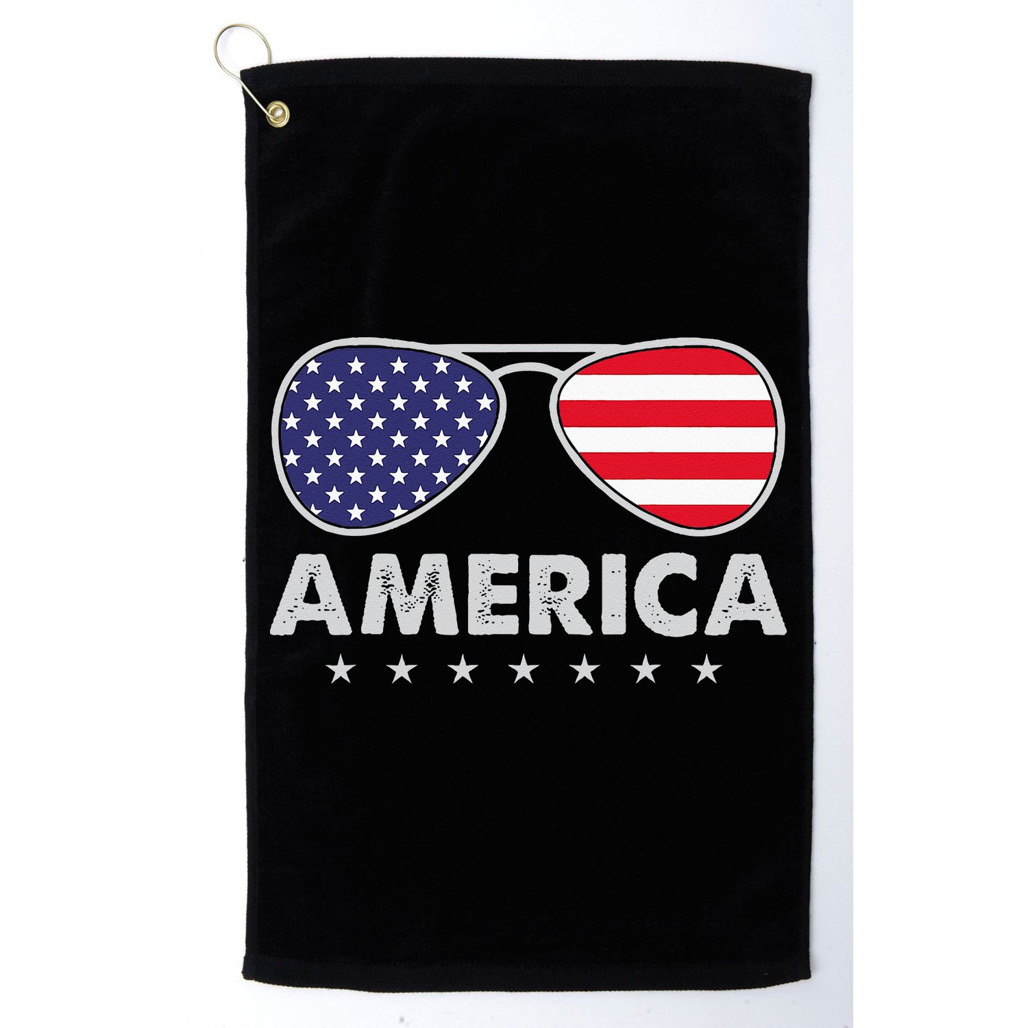 America Independence Day Funny Glasses Flag Golf Towel
